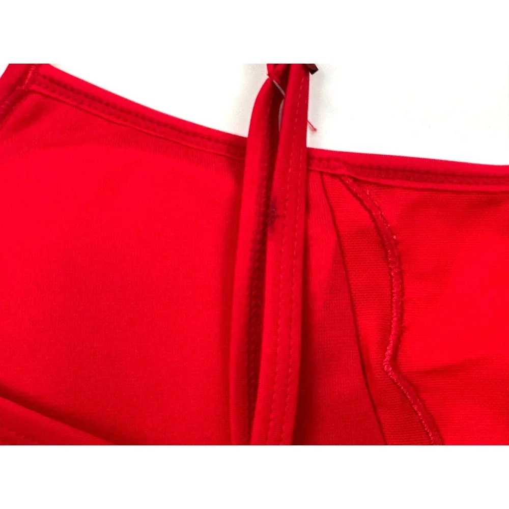 Betsy Johnson One‎ piece Sheer Panel Swim Suit Women S NWT $98 Red Stretch Nylon